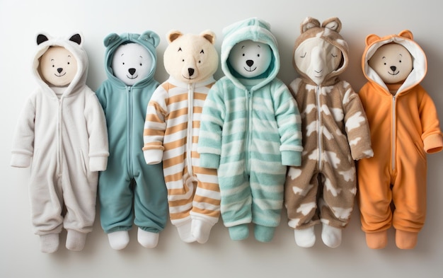 Row of Baby Ones Wearing Animal Onesuits