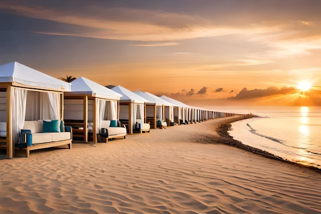 A row of beach huts on the beach