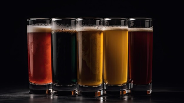 A row of beer glasses