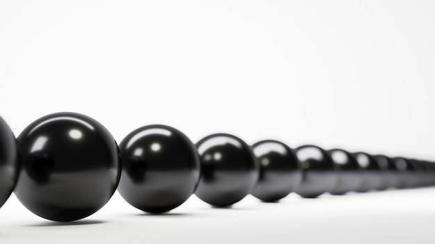 Row of black balls depth of field