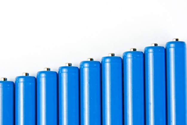 Row of blue batteries