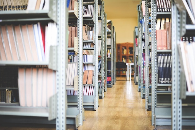 Photo row of books in library