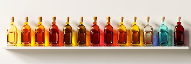 Photo a row of bottles of alcohol are lined up on a shelf