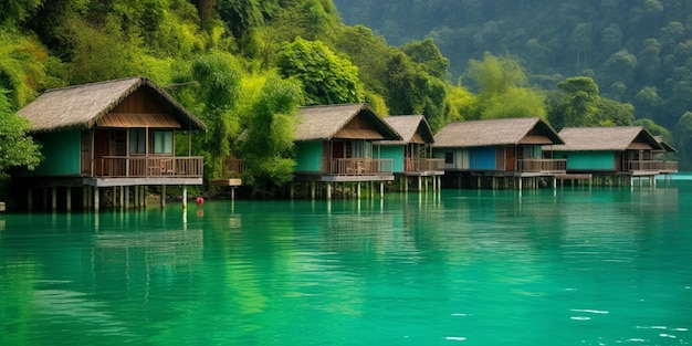 A row of bungalows on the water in langkawi