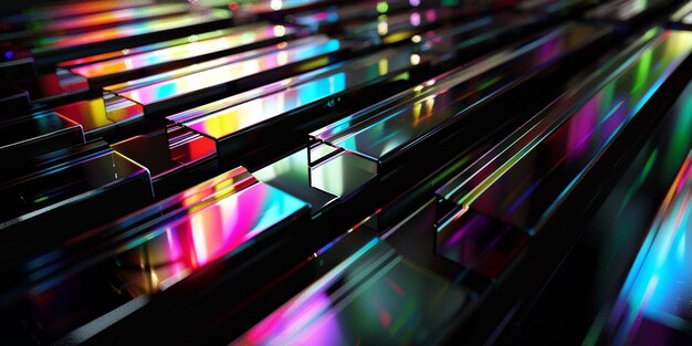 Photo a row of cds on a piano keyboard