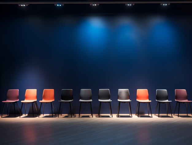 a row of chairs in a room