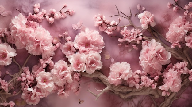 row of cherry blossom trees HD 8K wallpaper Stock Photographic