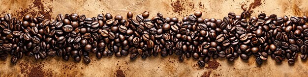 A row of coffee beans on a table