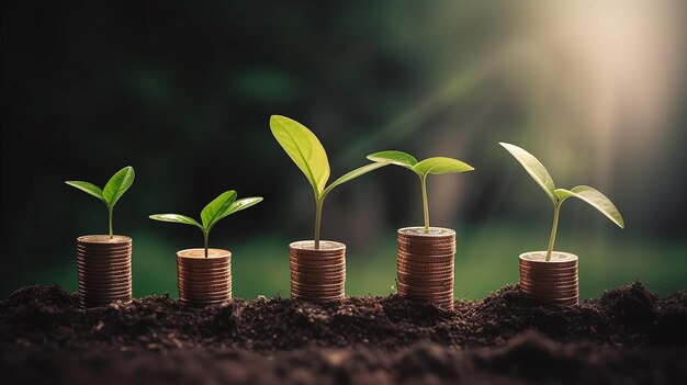 A row of coins with the words seedlings growing on them.