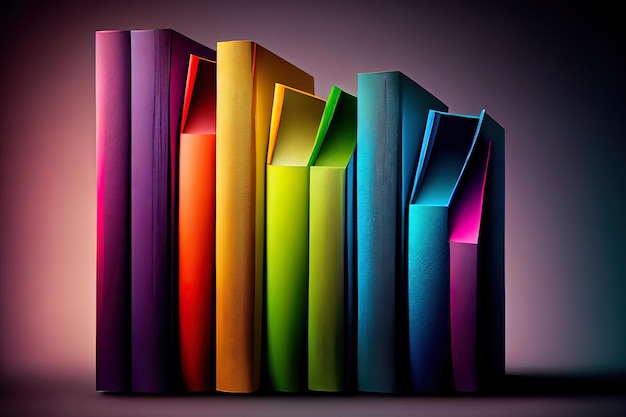 Row of color coordinated books Generative Ai