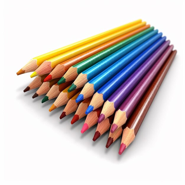 a row of colored pencils with one being colored