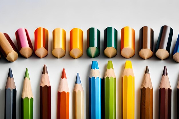 A row of colored pencils with one being different.