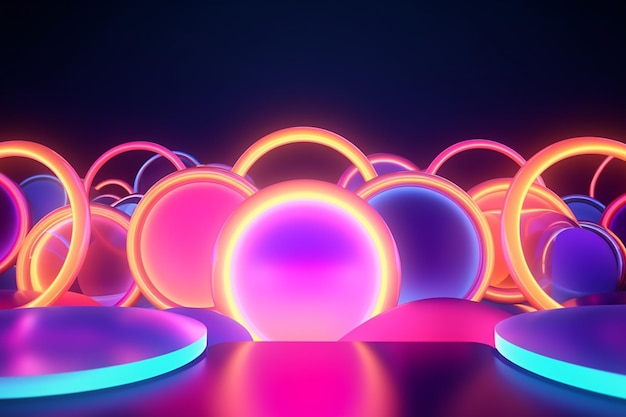 A row of colorful balls with a blue background with a black background.