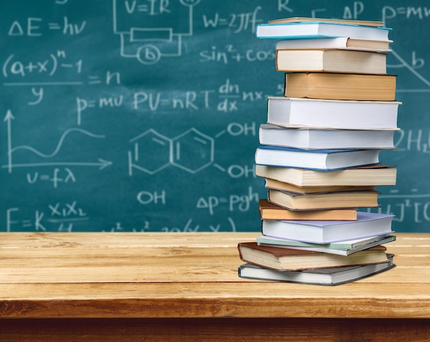 Row of of colorful books on  background