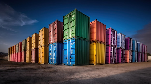 A row of colorful containers