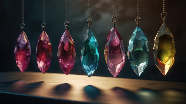 A row of colorful crystals with the word diamond on the bottom.