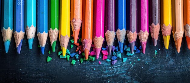 Row of Colorful Pencils