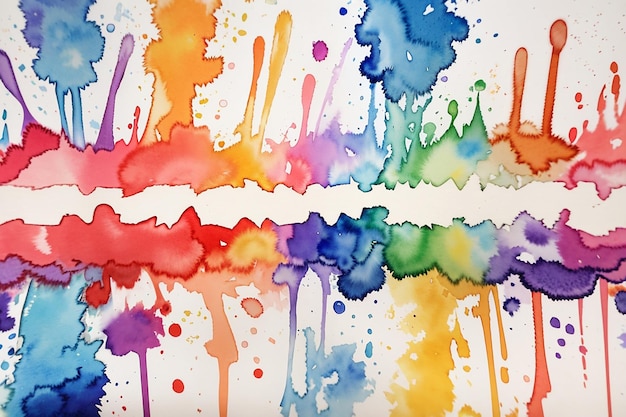 Photo row of colorful splash watercolor background