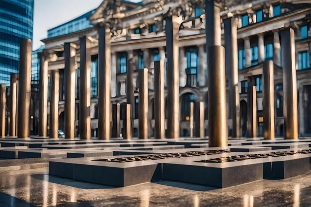 Foto una fila di colonne con la parola palazzo in cima.