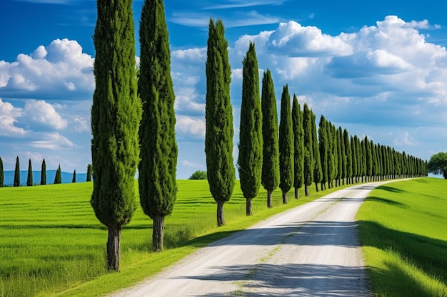 Foto row of cypress trees along a country road