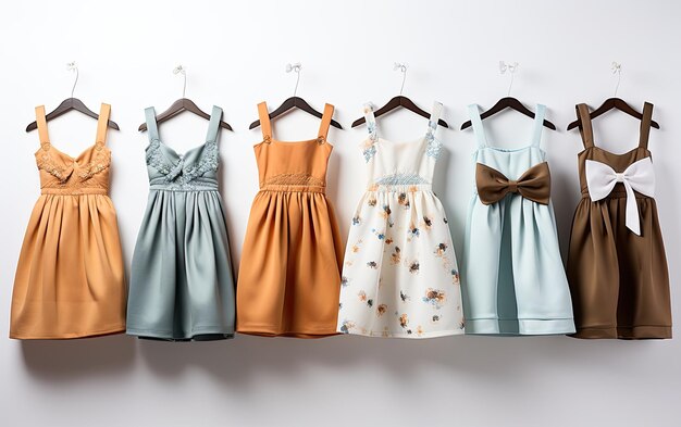 A Row of Dresses Hanging on a Wall