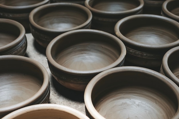 Row of earthenware pots