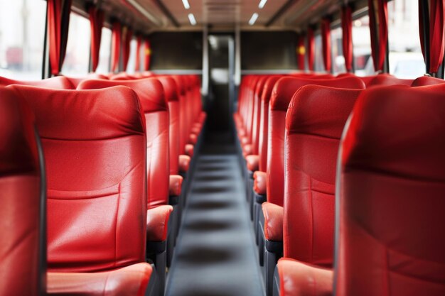 Photo row of empty seats in a tour bus