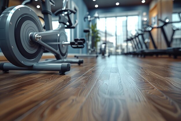 Row of Exercise Bikes in Gym