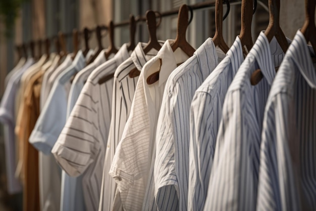 A row of freshlywashed shirts fluttering in the breeze created with generative ai