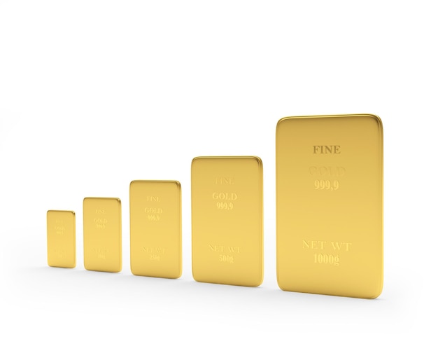 Row of gold bars by size