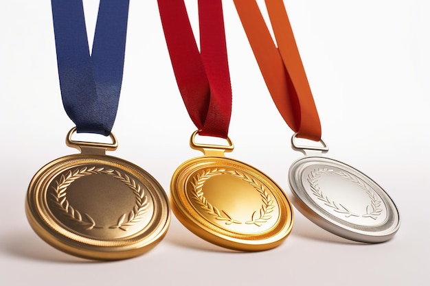 A row of gold medals with one that says'i won'on it '