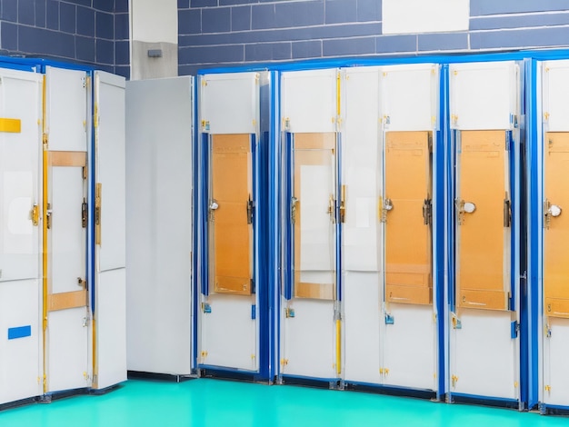 row of high school lockers back to school concept