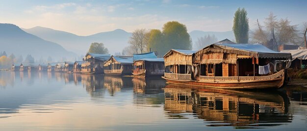 Photo a row of houses sitting on the side of a river