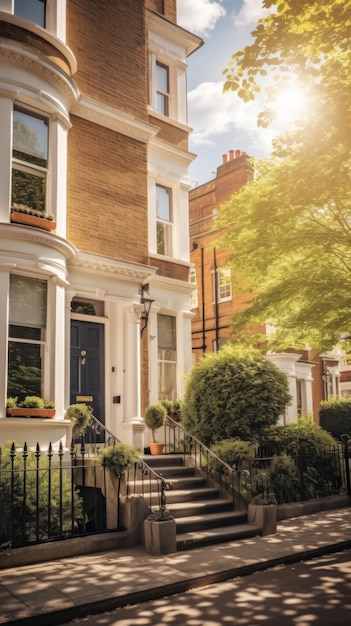 Row of houses on a sunny day