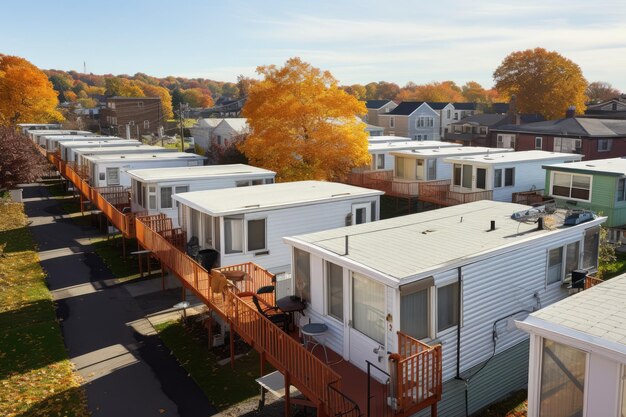 Photo a row of houses with a fence that says 