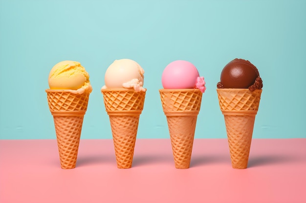 A row of ice cream cones with one that says'ice cream'on it