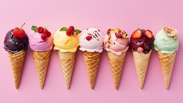 a row of ice cream cones