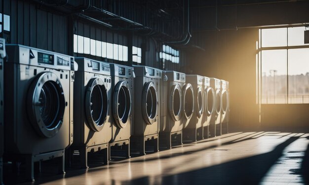 Ряд промышленных стиральных машин