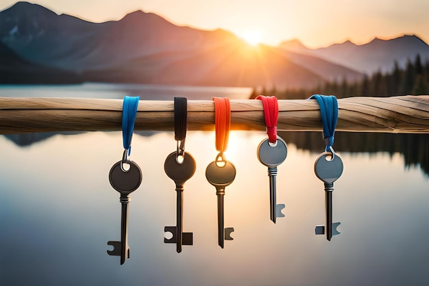 A row of keys with a number of different colors on them