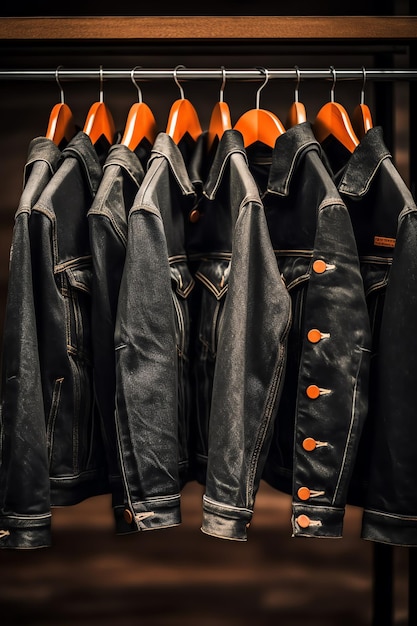 A row of leather jackets with the number 1 on them