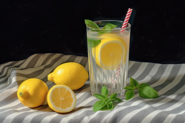 Photo a row of mason jars filled with lemonade and lids created with generative ai