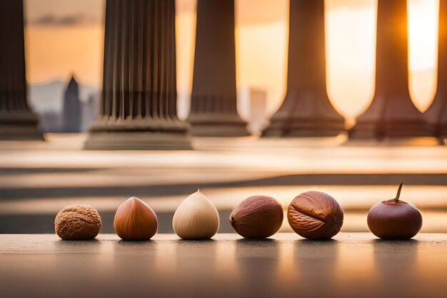 a row of nuts including one that has the word walnuts on it.