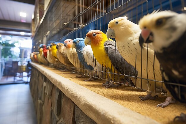 写真 ペット展示場に並ぶ鳥かご