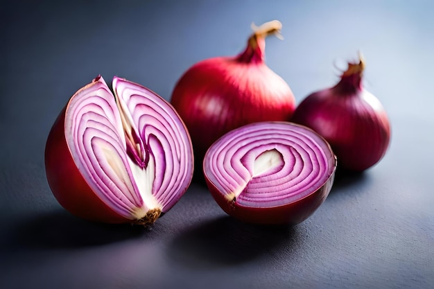 A row of onions with a heart shape on the top