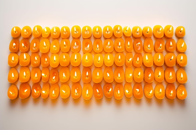 A row of orange candles with the number 3 on them