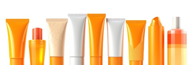 A row of orange tubes with the word " skin " on the top.