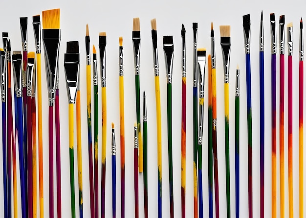 Photo a row of paint brushes with the word 