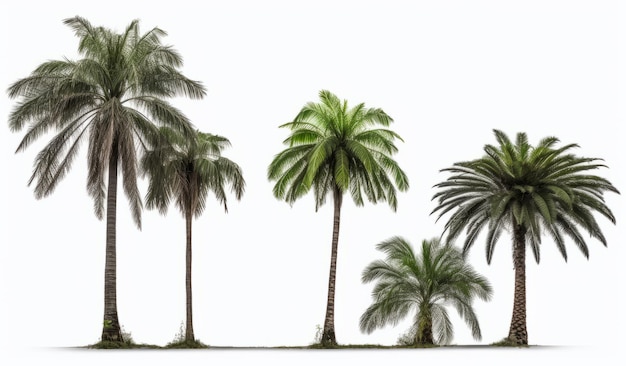 A row of palm trees with the name palm