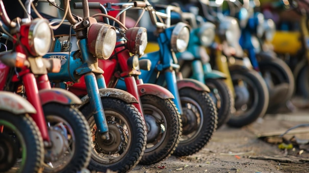 Row of Parked Motorcycles