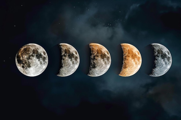 Photo a row of phases of the moon